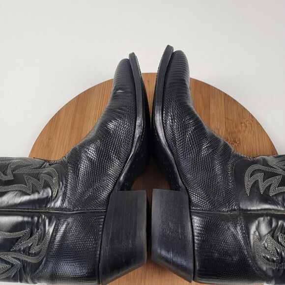 Justin Black Teju Lizard Exotic Skin Western Boots 9302 Women's Size 6.5 D USA - Picture 8 of 16